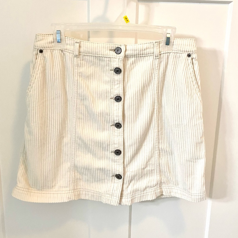 Abercrombie And Fitch White Corduroy Button Skirt - image 1
